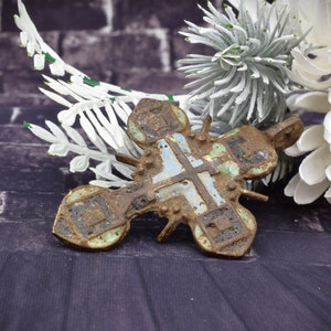 antique original ! 18th century cross, icon amulet cross, antique bronze, icon bronze, russian cross, CRUCIFIX ORTHODOX, enamel cross, gift