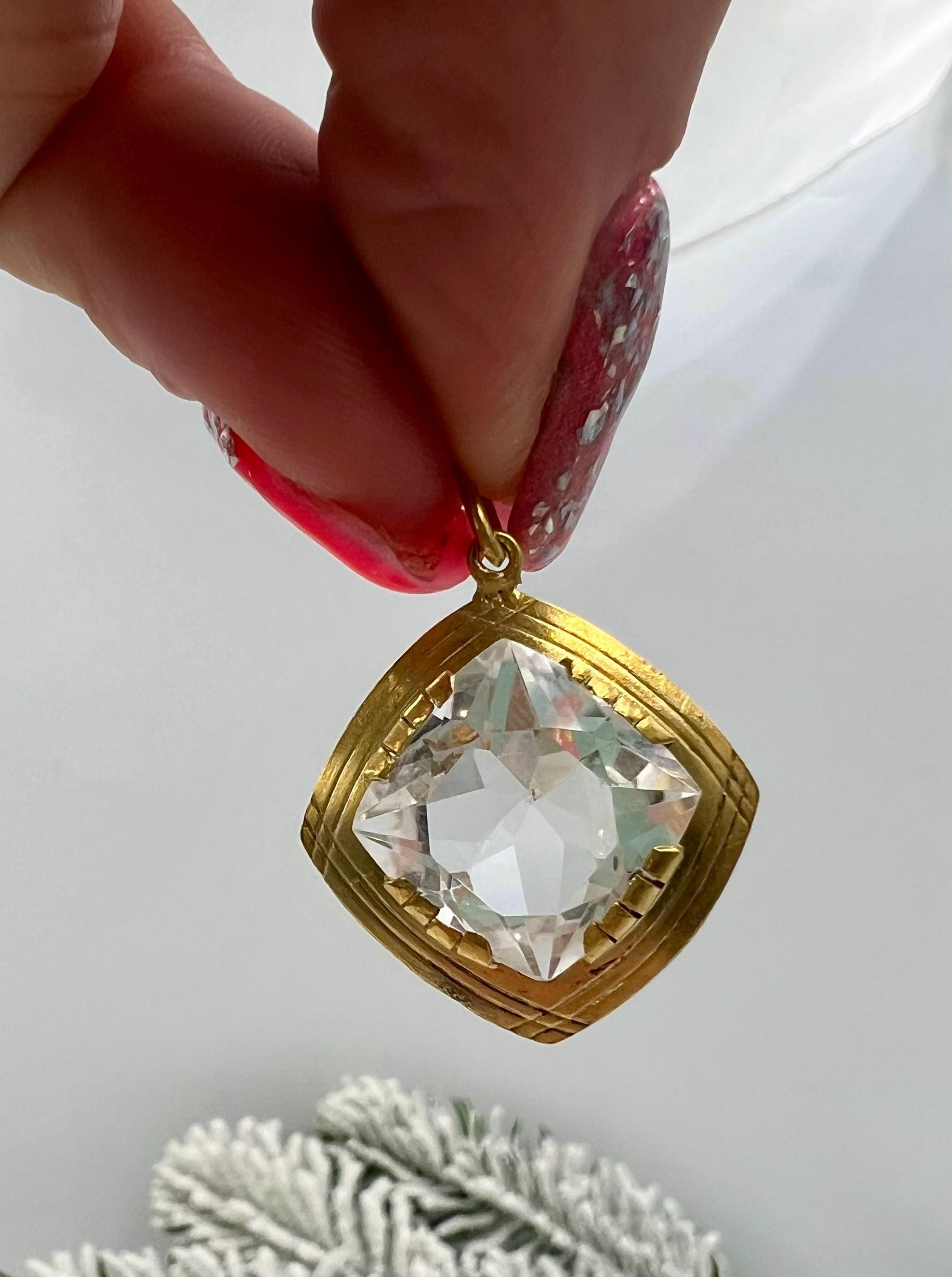 Gilded Rocks Antique 875 Sterling Silver Gilded Rock Crystal Pendant, Ukraine ...