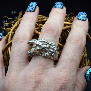 Bague en argent pour hommes, bague en argent sterling, bague aigle en argent, chevalière Hawk, bague en argent pour hommes, bague aigle 925, aigle 925 Sterling, bague biker