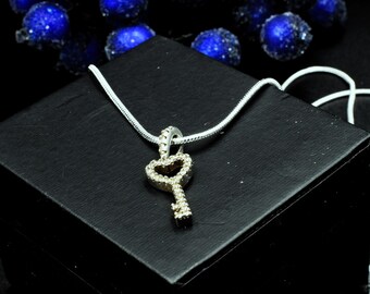 Collana Con Ciondolo Cubo In Argento Placcato E Zirconi, Catena 45 Cm, Jewelryboxes - Foto 6