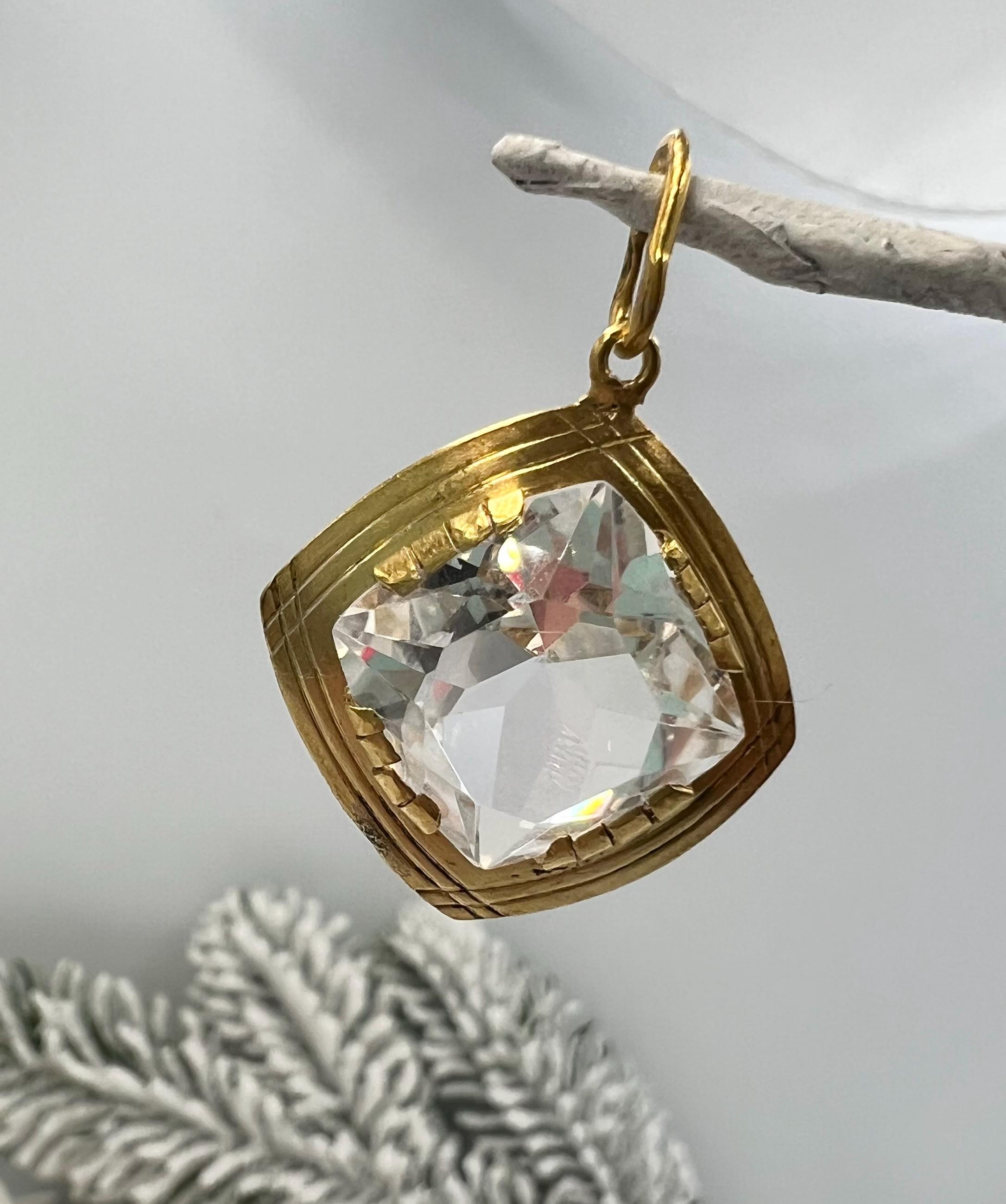 Gilded Rocks Antique 875 Sterling Silver Gilded Rock Crystal Pendant, Ukraine ...