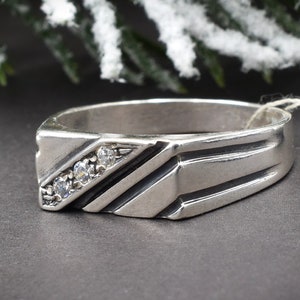 Men silver ring, Silver ring 925, Exclusive jewelry, Ring men size 8.5 , Silver ring for men, Gift for men, Big men ring, Men jewelry fianit