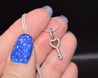 TANGPOET Collana Con Ciondolo Chiave In Argento 925 – Oro Rosa Con Zirconia – Regalo Significativo