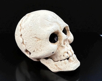 Antique Victorian vtg memento mori skull doctor table souvenir devil Figure old