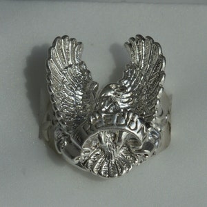 Bague en argent pour homme, Bague en argent sterling, Bijoux exclusifs, Bague homme 10, Bague en argent 925, Étoile d’oiseau aigle de la liberté, Drapeau des États-Unis
