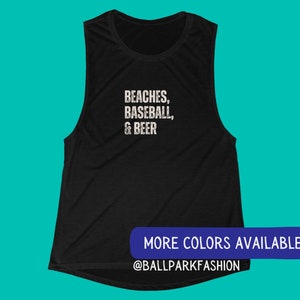 Beaches, Baseball, & Beer Tank Baseball Tank top Women&#39;s Baseball Tank Muscle Tank Cute Baseball Tank Gameday Tank Spring Training Tanktop