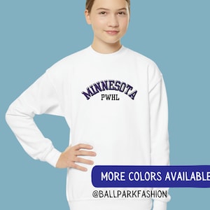 PWHL Minnesota Kid&#39;s Hockey Sweatshirt Minnesota Hockey PWHL Sweatshirt Womens Hockey League Women&#39;s Sports Youth Hockey Girls PWHL Fan