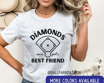 Diamonds Are A Girl's Best Friend T-Shirt Women's Baseball Shirt Cute Baseball Shirt Gameday Shirt Baseball Diamond Shirt Baseball Fan Shirt