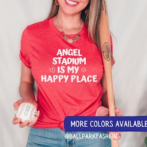 Angel Stadium is My Happy Place T-Shirt Los Angeles Angels Baseball Shirt Anaheim Angels baseball Tee Cute Baseball Tee Angel Stadium Shirt