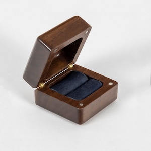 Luxury and Lifestyle Wood Walnut Ring Box | T. Weatherhead & Co.
modern wood walnut ring box engagement ring blue leather handmade bespoke