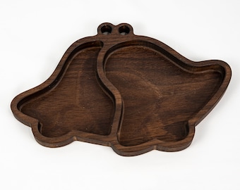 Christmas Bells Wood Tray, Walnut Wood Tray, Candy Tray, Sweats Tray, Natural Wood Decor, Nut Tray