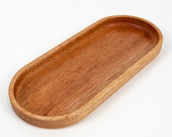 Elegant Oval Wood Tray, Handmade Mahogany Tray, Natural Wood Decor, Trinket Vanity Tray