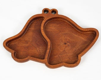 Christmas Bells Wood Tray, Mahogany Wood Tray, Candy Tray, Sweats Tray, Natural Wood Decor, Nut Tray