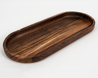 Handcrafted Oval Walnut Wood Tray for Elegant Home Decor and Organization