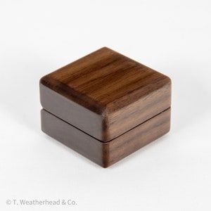 Walnut Ring Box Wood Handmade Brown Leather