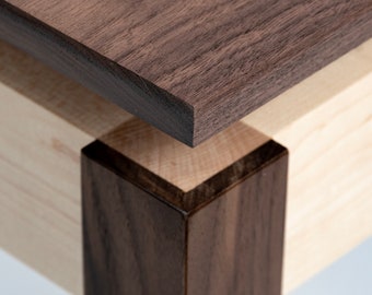 Handcrafted Walnut and Maple Side Tables, Unique Home Decor Side Table, Modern Mid-Century Design, Fully Assembled