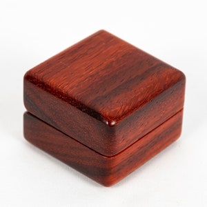 Padauk Ring Box Wood Handmade Engagement Red Leather