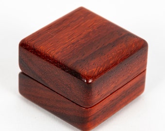 Padauk Ring Box Wood Handmade Engagement Red Leather