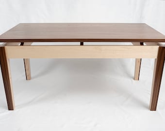 Handcrafted Walnut and Maple Coffee Table, Unique Home Decor Coffee Table, Modern Mid-Century Design, Fully Assembled