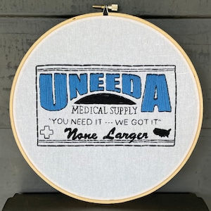 Return of the Living Dead - UNEEDA Medical Supply logo embroidery - FREE SHIPPING (george romero, zombies, horror, eighties, 80&#39;s horror)