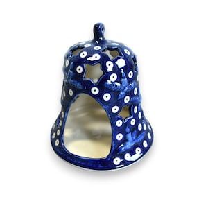 Pottery Christmas bell candle, Boleslawiec Christmas ornament, Christmas ceramics home decor, Christmas bell candle, Handmade polish pottery