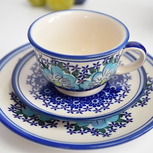 Stoneware breakfast set, Breakfast cup and saucer set, Saucer and cup set dessert plate, Breakfast cup with spring cup, Cup saucer plate set