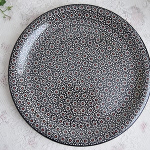 11 inch dinner plate Boleslawiec polish pottery hand painted flower ceramic with polish folk art decoration bunzlau made in Poland