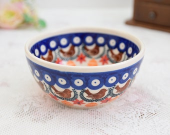 Handmade salad bowls polish pottery from Boleslawiec with hand painted decorations