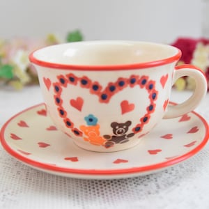 Hand bemalt Bunzlau Tee Tasse Kaffeebecher polnisch Keramik Tasse und Teller polnisch Steinzeug bunzlauer Keramik