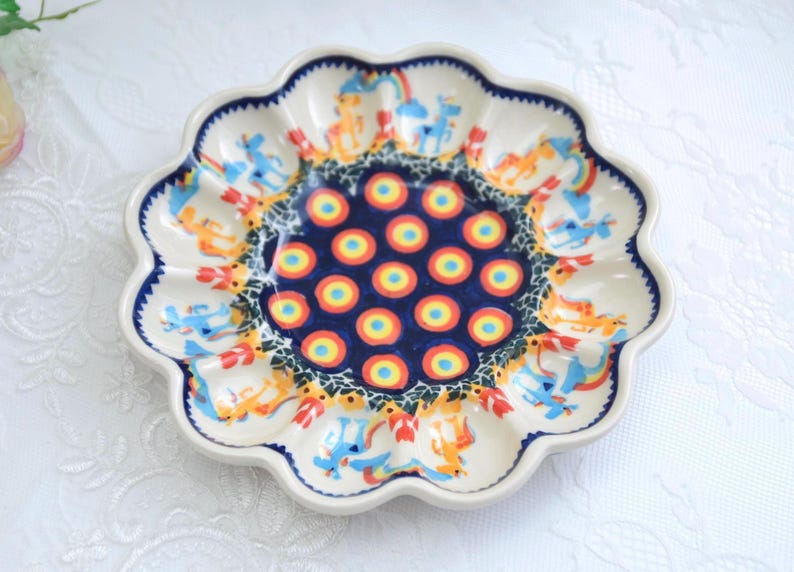 Boleslawiec Polish Pottery Egg Plate - Thumbnail 3