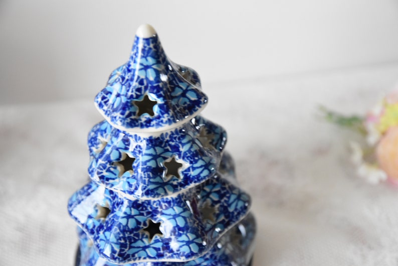 Ceramic Christmas Tree tea light holder Boleslawiec