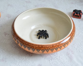 Halloween candy bowl, Haloween large candy bowl ceramic, Hand Painted Ceramic Halloween bowl, Boleslawiec Polish Pottery