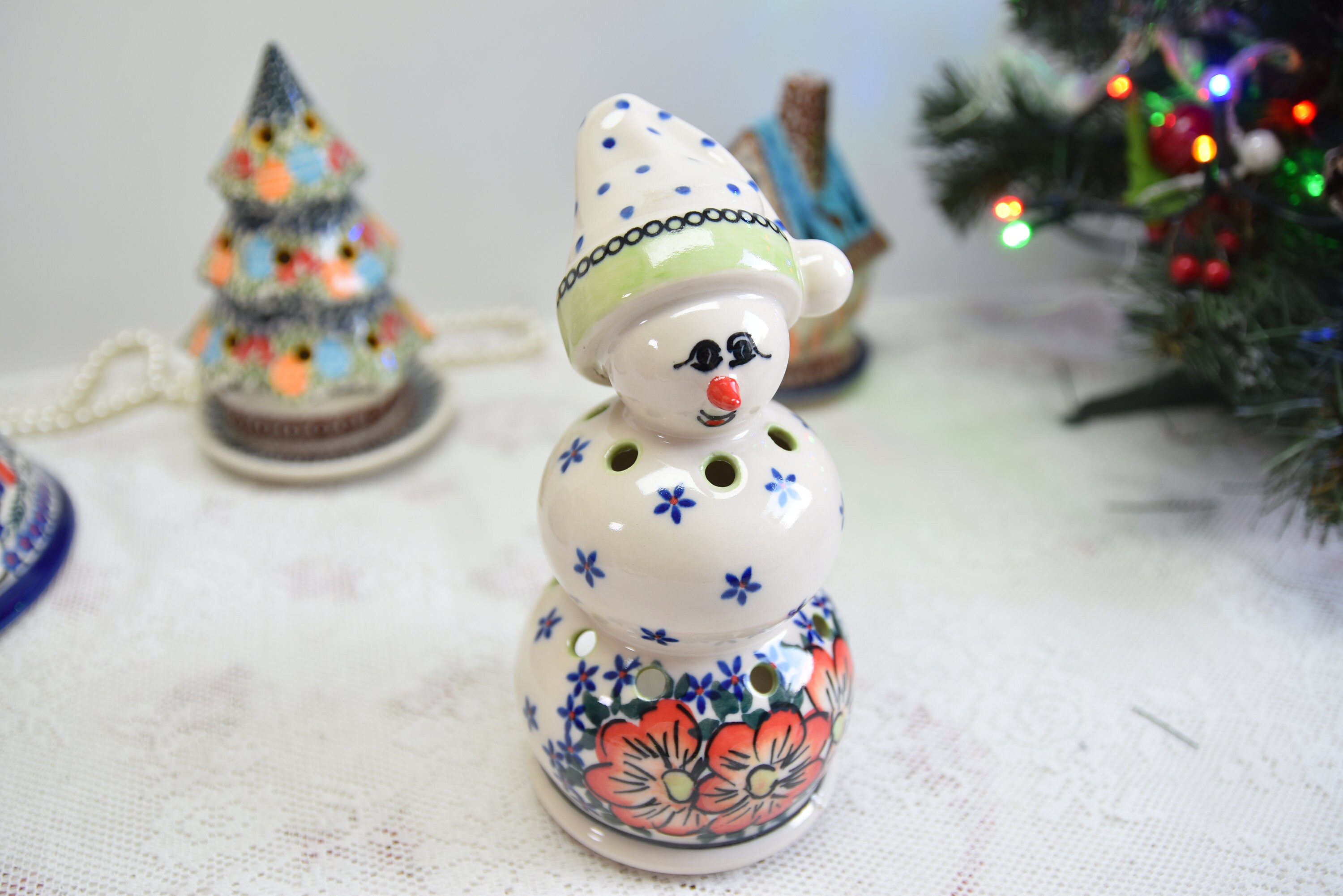 ボレスワヴィエツクリスマスポーランド陶器、スノーマンキャンドル