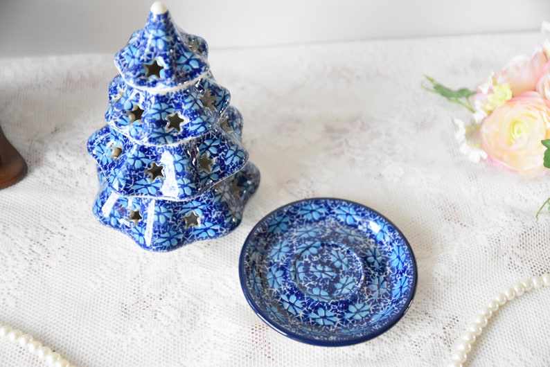 Ceramic Christmas Tree tea light holder Boleslawiec