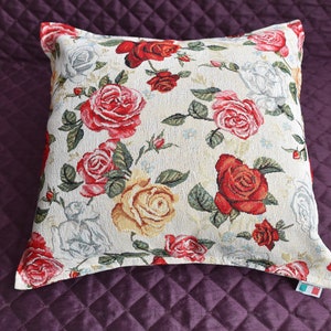 Throw pillow cover 40x40 with floral decoration for couch, Vintage style pillow gobelin tapestry, Cushion pillow cover, Floral pillow cover