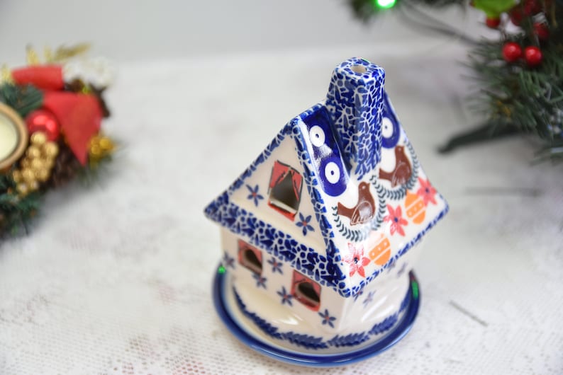 Boleslawiec Polish Pottery House Candle Holder - Thumbnail 2