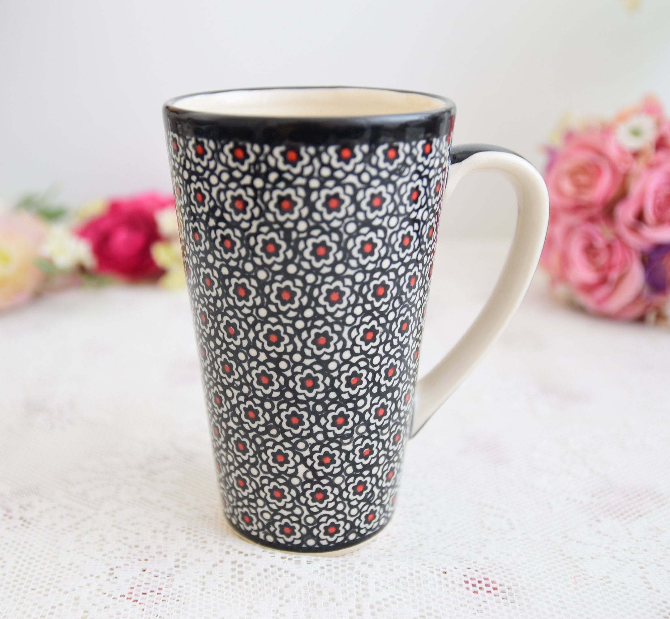 Boleslawiec Pottery Milk Can, 1.0 L, Original Bunzlauer Ceramik, Decor 42