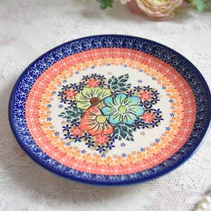 Boleslawiec polish pottery handmade plate flower garden art made in Poland image 5
