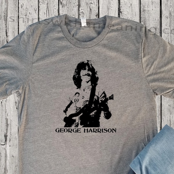 New George Harrison shirt Solo Career Classic Rock Guitar retro yellow gray 1960 1970 1980 Beatles Lightweight XS-4XL Active t shirt top