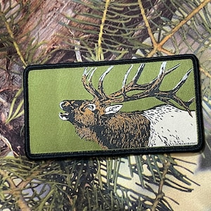 Bull Elk Woven Fabric Patch