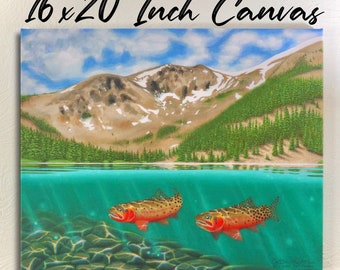 Cutthroat Trout Painting - 16x20 Canvas Reproduction Gicleé Print- Ready to Hang