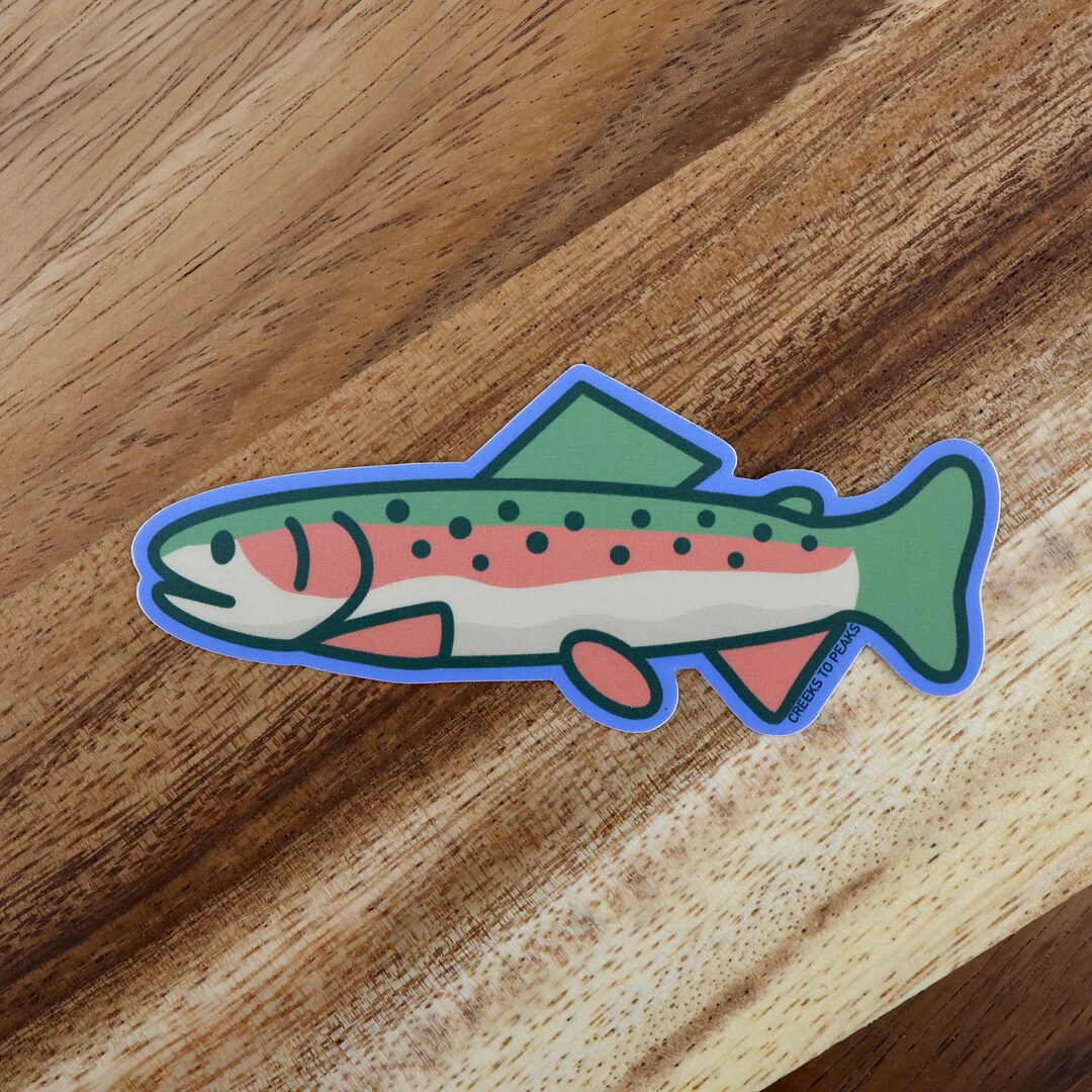 Happy Rainbow Trout Sticker Decal Etsy