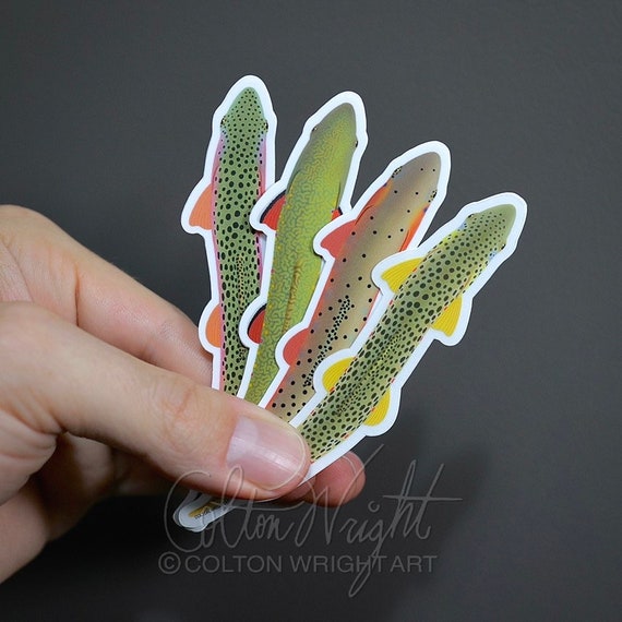 Trout Sticker Decals 4 Pack Etsy