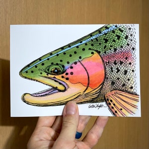 Rainbow Trout Fish Art Print 5x7
