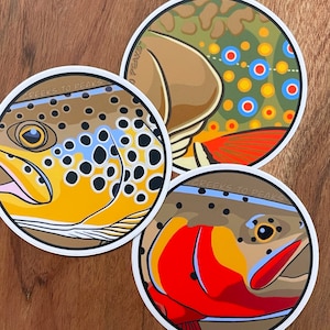 Trout - Circle - Sticker Decals