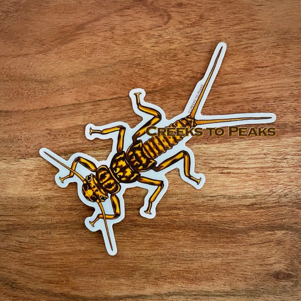 Stonefly Nymph - Flyfishing Decal - Golden Stonefly - Waterproof Sticker