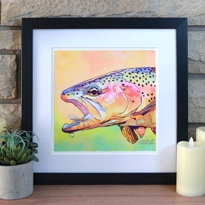 Rainbow Trout Watercolor Painting - Fine Art Print, 12 x 12