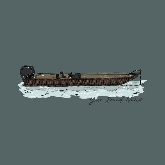Hand Drawn Waterfowl Boat Graphic: Fishing Boat Design (PNG, SVG)