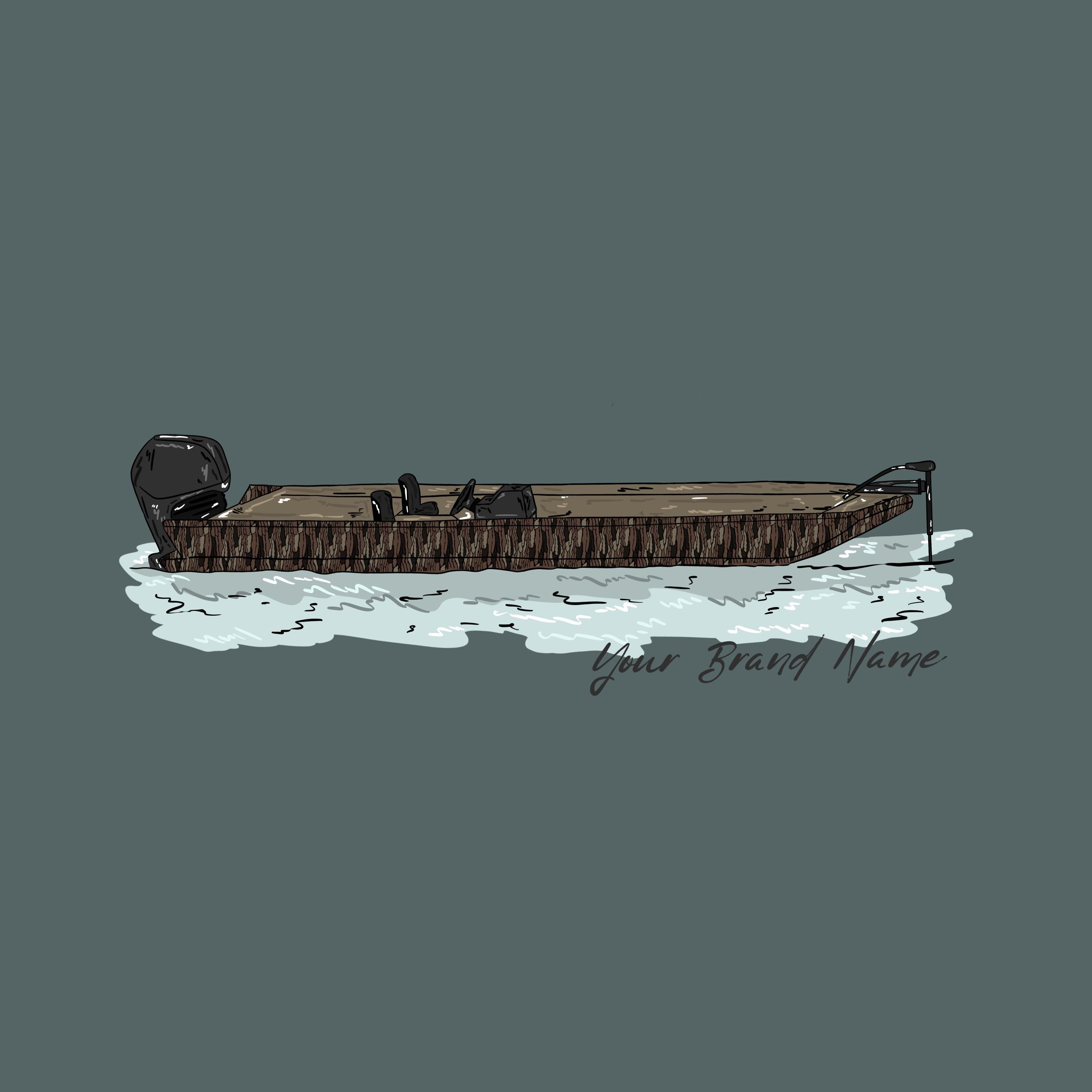 Waterfowl Boat, Fishing Boat Graphic, PNG, SVG, Design, Tshirt Design, Hand drawn design