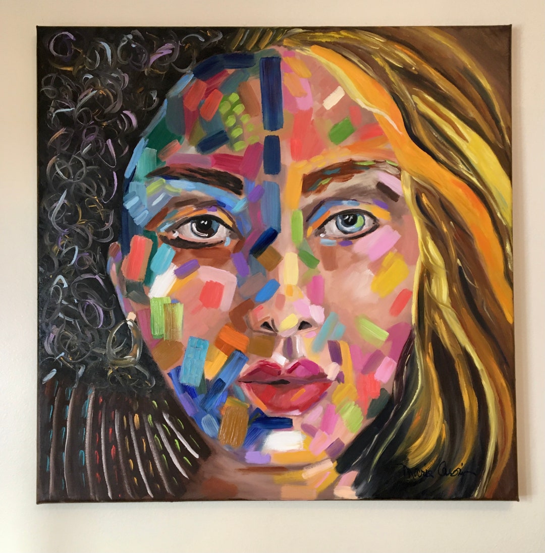 Woman Abstract Colorful Portrait Abstract Wall Art Large Original ...